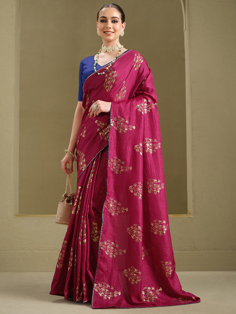 Sangria Printed Silk Blend Saree & Blouse Piece