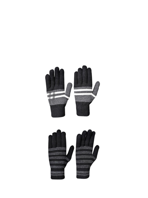 LOOM LEGACY Men Striped Acrylic Winter Gloves