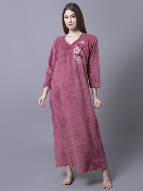AVYAY Embroidered Maxi Nightdress