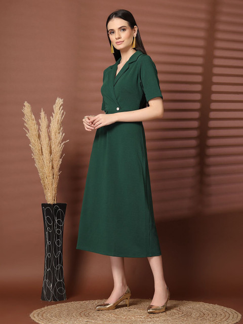 plusS Women Fit & Flare Solid Midi Dress - Image 4