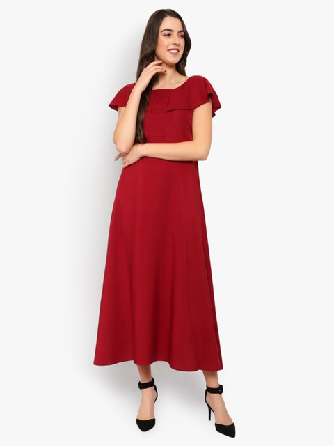 Indietoga Solid Cape Sleeve Maxi Dress