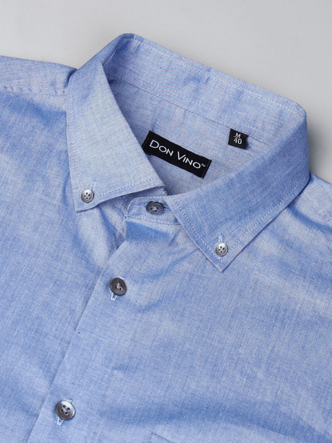 DON VINO Men Comfort Button-Down Collar Solid Cotton Slim Fit Formal Shirt - Image 6