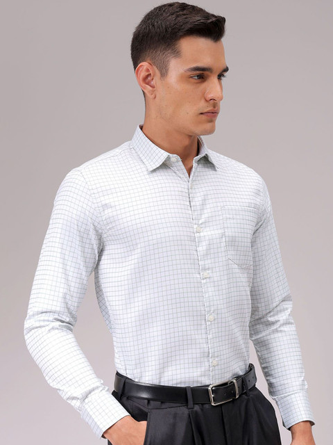 The Indian Garage Co. X Luxe Men Cutaway Collar Checked Slim Fit Formal Shirt - Image 2