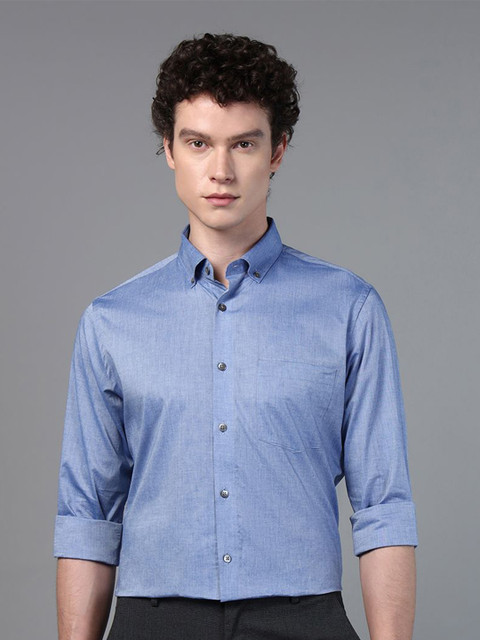 DON VINO Men Comfort Button-Down Collar Solid Cotton Slim Fit Formal Shirt