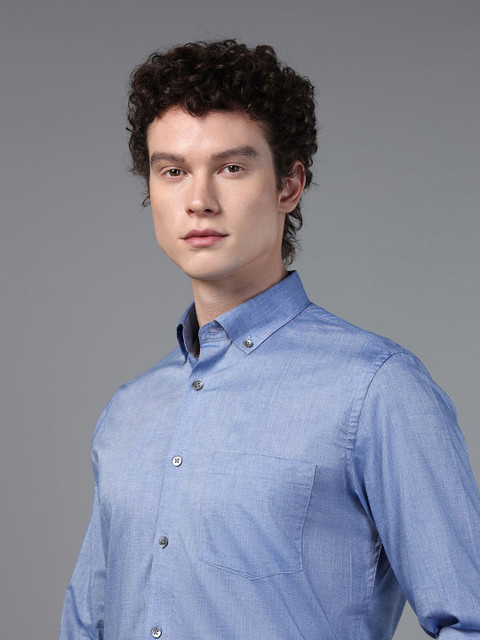 DON VINO Men Comfort Button-Down Collar Solid Cotton Slim Fit Formal Shirt - Image 2