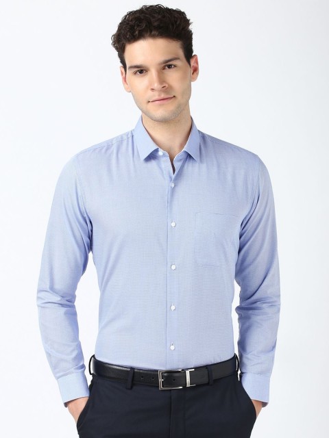Peter England Men Spread Collar Solid Cotton Formal Shirt