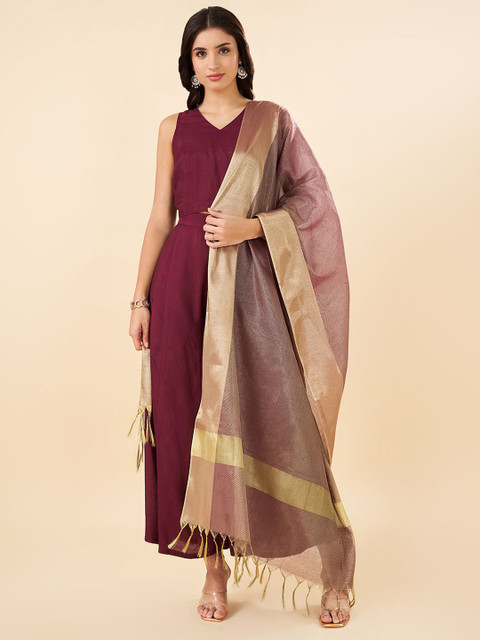 RANGMANCH BY PANTALOONS Zari Work Tasselled Dupatta