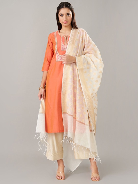 RANGMANCH BY PANTALOONS Ethnic Motifs Woven Design Zari Work Dupatta