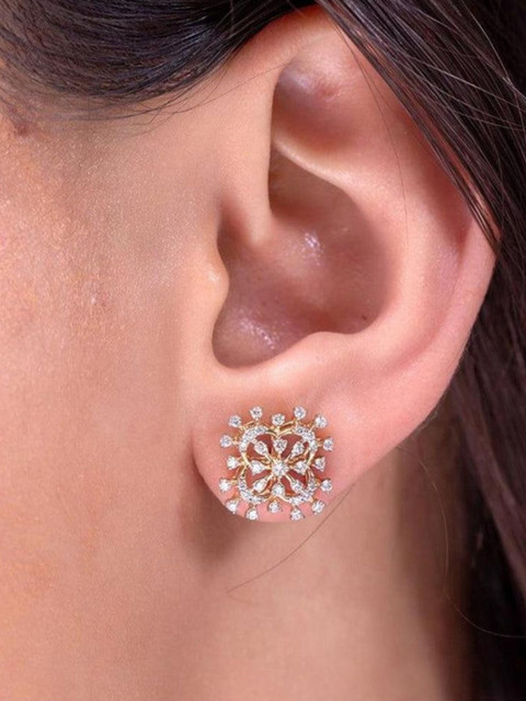 ABDESIGNS Gold Plated American Diamond Classic Studs