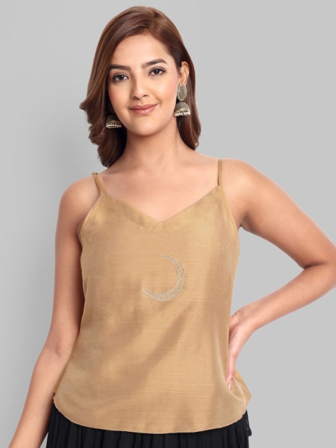Mera Rang Women Embroidered V-Neck Crop Top