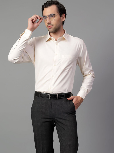 Cantabil Men Spread Collar Solid Cotton Formal Shirt
