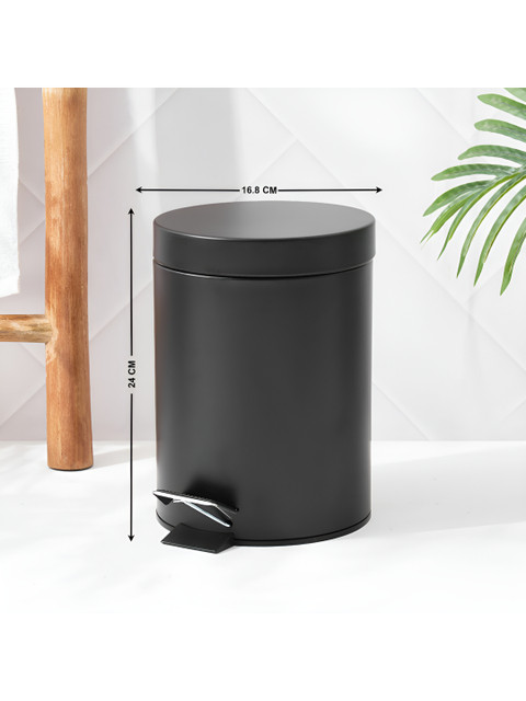 Home Centre Black Stainless Steel Pedal Waste Bin - 3L - Image 3