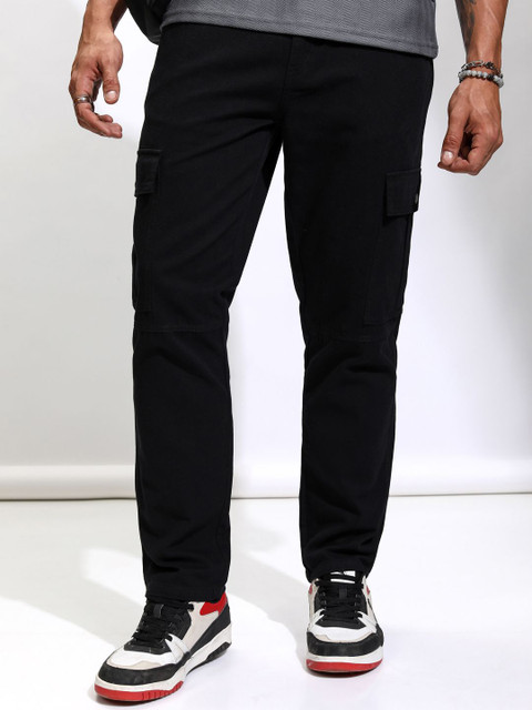 HIGHLANDER Men Straight Fit Easy Wash Cargos Trousers