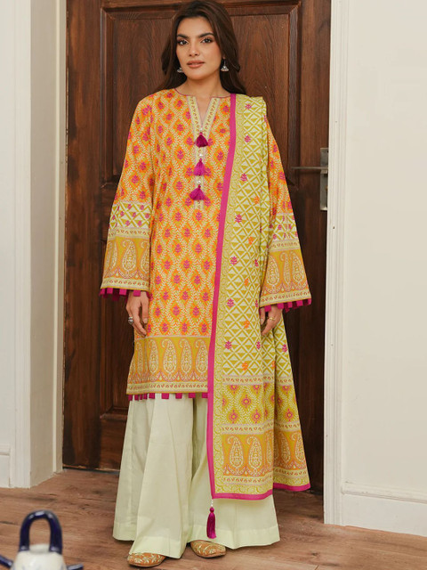 Anouk Ethnic Motifs Printed Regular Pure Cotton Kurta With Palazzo With Dupatta