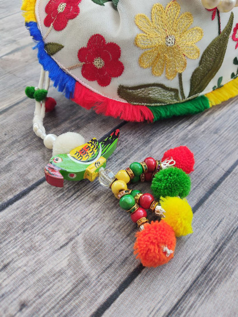 LABEL KANUPRIYA Floral Embroidered Potli Bag - Image 7