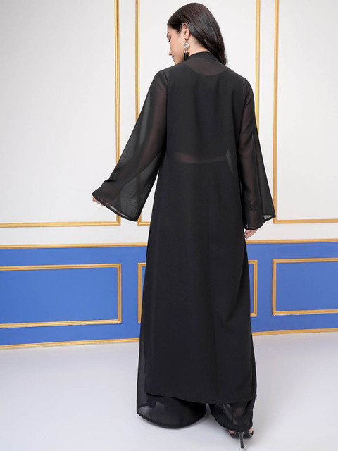 Vishudh Round Neck Sleeveless Top Wth Palazzo With Embroidered Shrug - Image 4