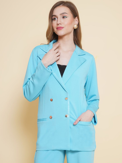 KATLINE Double-Breasted Notched Lapel Casual Blazer