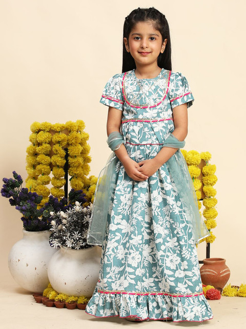 Cutiekins Girls Printed Ready to Wear Cotton Lehenga & Blouse With Dupatta - Image 5