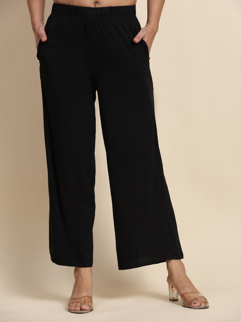 Outflits Women Knitted Solid Palazzos