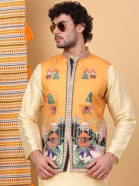 KRAFT INDIA LUXE Men Printed Woven Nehru Jackets