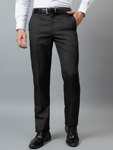 Ostermann Men Checked Regular Fit Mid-Rise Trousers