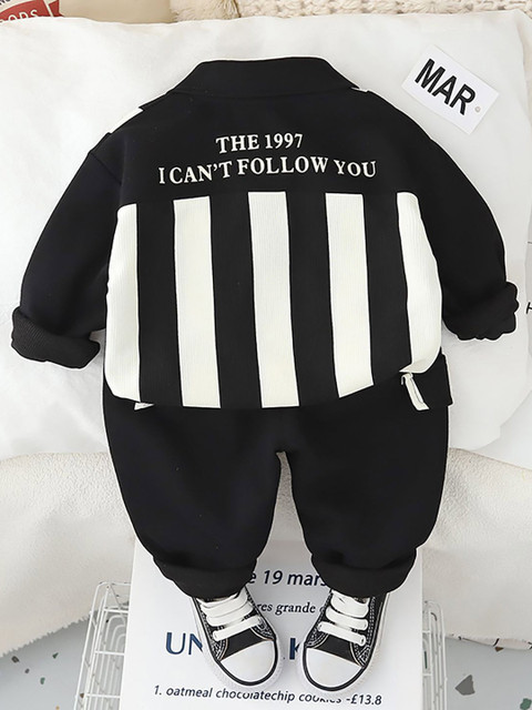 StyleCast x Revolte Kids Black & White Striped Pure Cotton Top with Pyjamas - Image 5