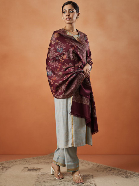 Pashmoda Shalimar Kaani Floral Woven Design Shawl