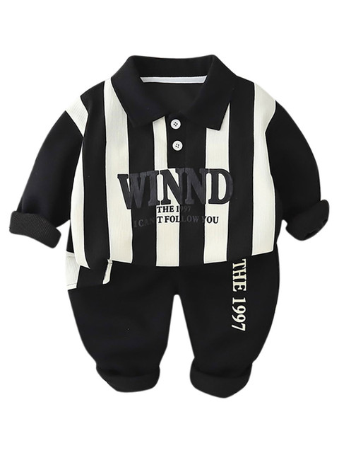 StyleCast x Revolte Kids Black & White Striped Pure Cotton Top with Pyjamas - Image 4