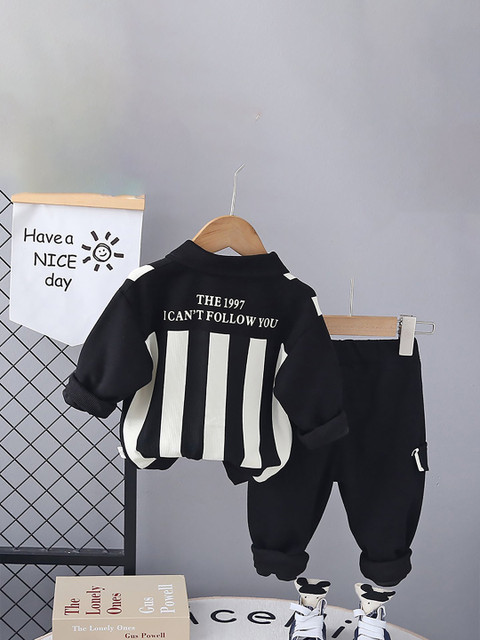StyleCast x Revolte Kids Black & White Striped Pure Cotton Top with Pyjamas - Image 2
