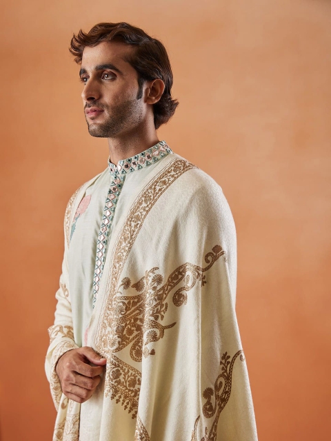 Pashmoda Men Floral Embroidered Stole - Image 2