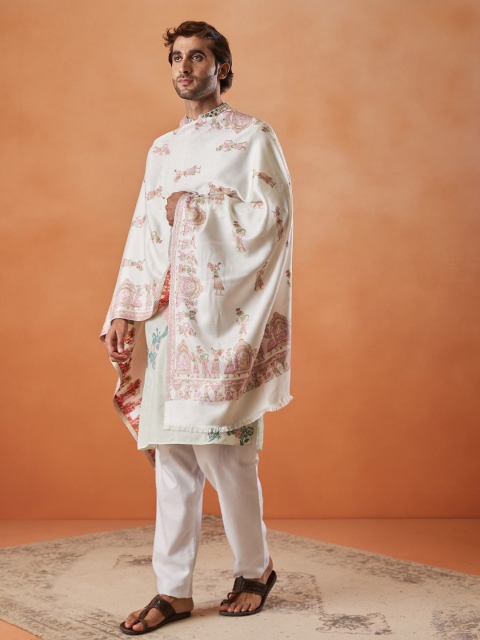 Pashmoda Men Ethnic Motifs Printed Stole - Image 4