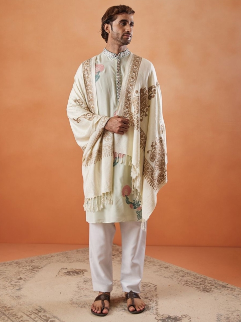 Pashmoda Men Floral Embroidered Stole - Image 3