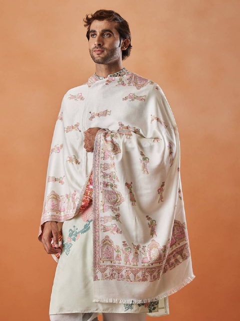 Pashmoda Men Ethnic Motifs Printed Stole - Image 3