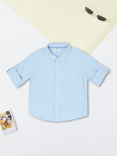 max Boys Spread Collar Vertical Striped Cotton Casual Shirt