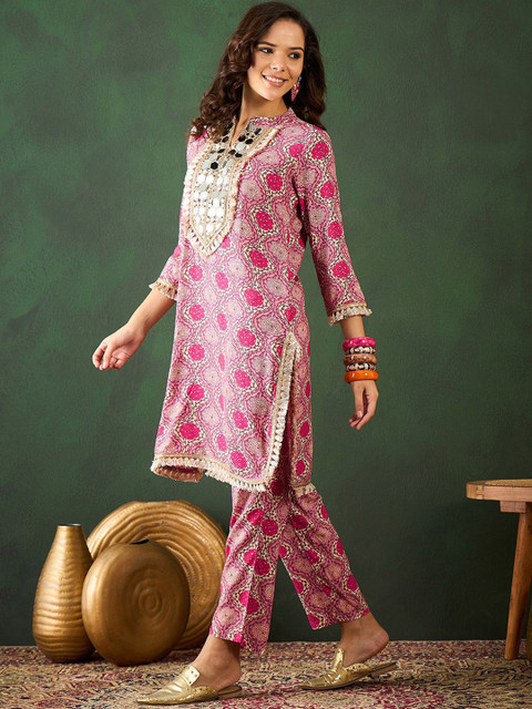 Sangria Printed Tunic With Trouser - Image 4