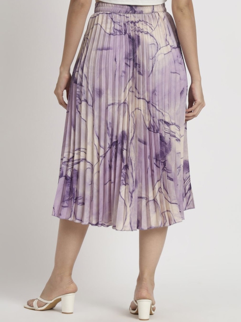 ZWERLON Women Printed Pleated Midi A-Line Skirts - Image 4