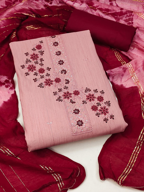KALINI Ethnic Motifs Sequinned Embroidered Unstitched Dress Material