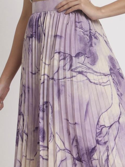 ZWERLON Women Printed Pleated Midi A-Line Skirts - Image 7