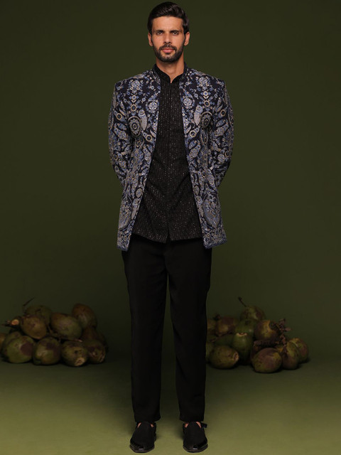 KALPRAAG Embroidered Mandarin Collar Sherwani