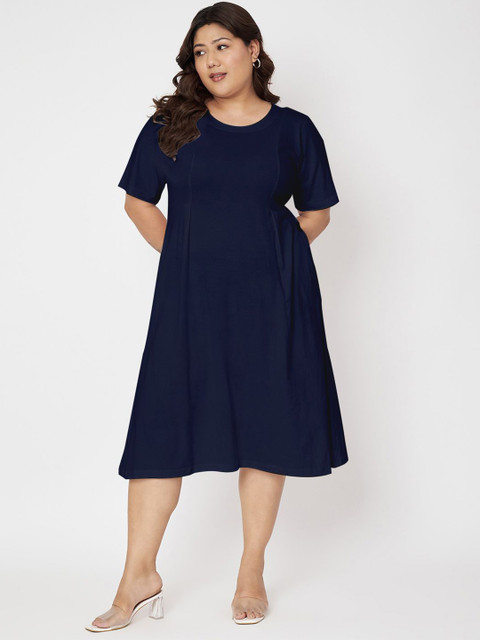 BRINNS Plus Size Fit & Flare Pure Cotton Midi Dress