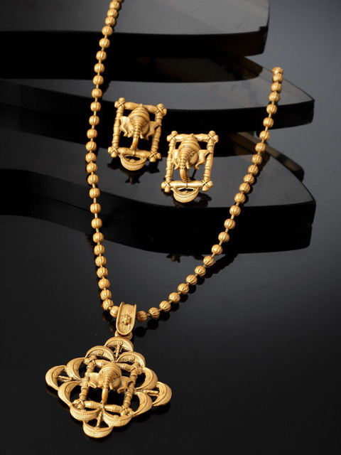 Anouk Gold-Plated Square Pendants with Chains