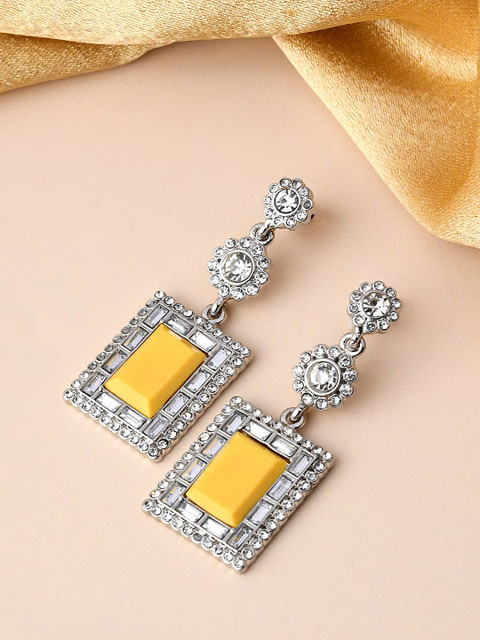 Kalakrith Milano Stone Studded Geometric Drop Earrings