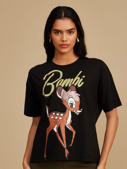 Kazo Women Graphic Printed Round Neck Cotton T-shirt