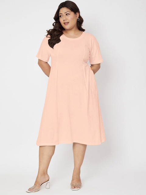 BRINNS Solid Plus Size A-Line Dress