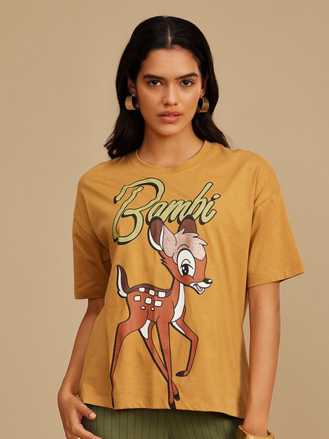 Kazo Women Animal Printed Round Neck Cotton T-shirt