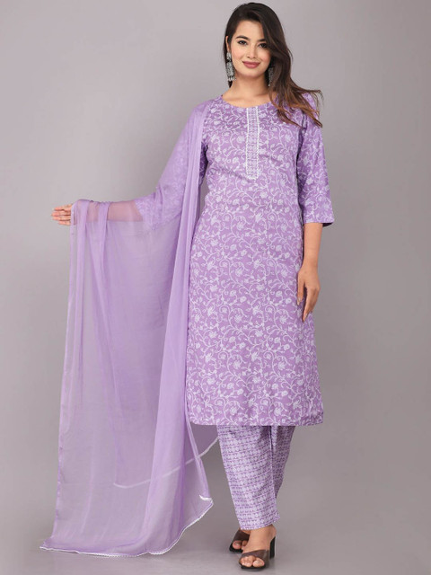 Blushwork Women Paisley Printed Regular Kurta with Trousers & With Dupatta