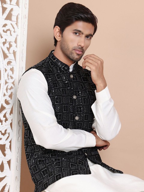Anouk Sequin Embroidered Velvet Nehru Jackets