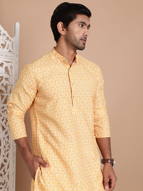 Anouk Men Floral Printed Regular Sequinned Kurta with Pyjamas