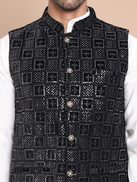 Anouk Sequin Embroidered Velvet Nehru Jackets - Image 2