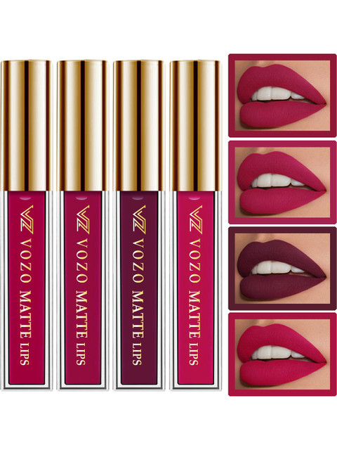 VOZO Set of 4 Vibrant Matte Liquid Lipstick - 4 ml Each - 105 - 106 - 201 - 204